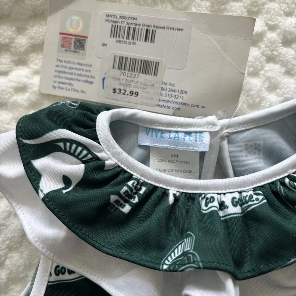 Michigan State Spartan Stylish Green logo onesie